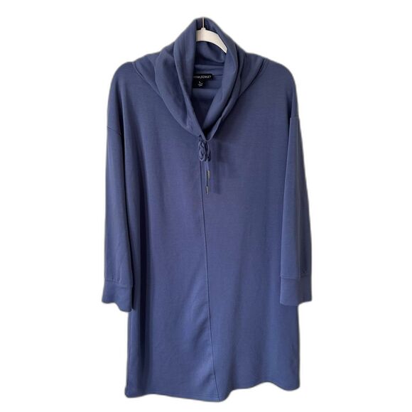 Cynthia Rowley Dresses & Skirts - Cynthia Rowley Cowl Neck Lace-Up Knit Dress Slate Blue Large Loungewear Cozy